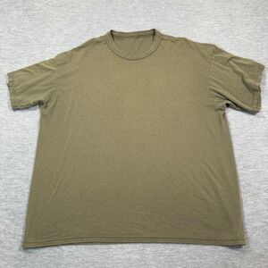 Olive Green Shirt Men L Basic Crewneck Cotton Short Sleeve Oversized 24x27‎